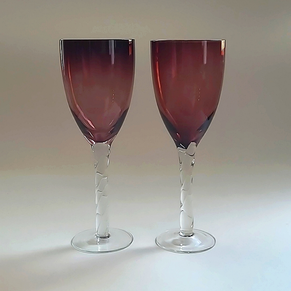 Amethyst blown glass goblets
